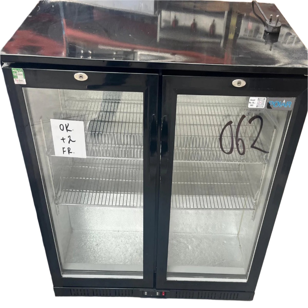 Polar GL012 Double Hinged Door Back Bar Cooler Black-Refurbished