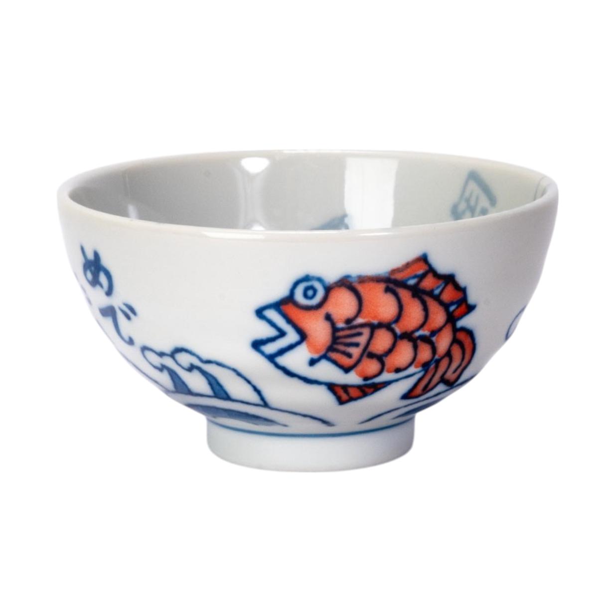 10OZ 4.5"DIA X 2.5"H PORCELAIN RICE BOWL TAI SEA BREAM JP (5/90)