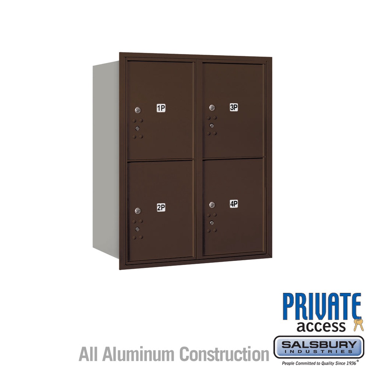 10-Door High Recessed Mounted Parcel Locker with 4 Parcel Lockers in Bronze - Rear Loading