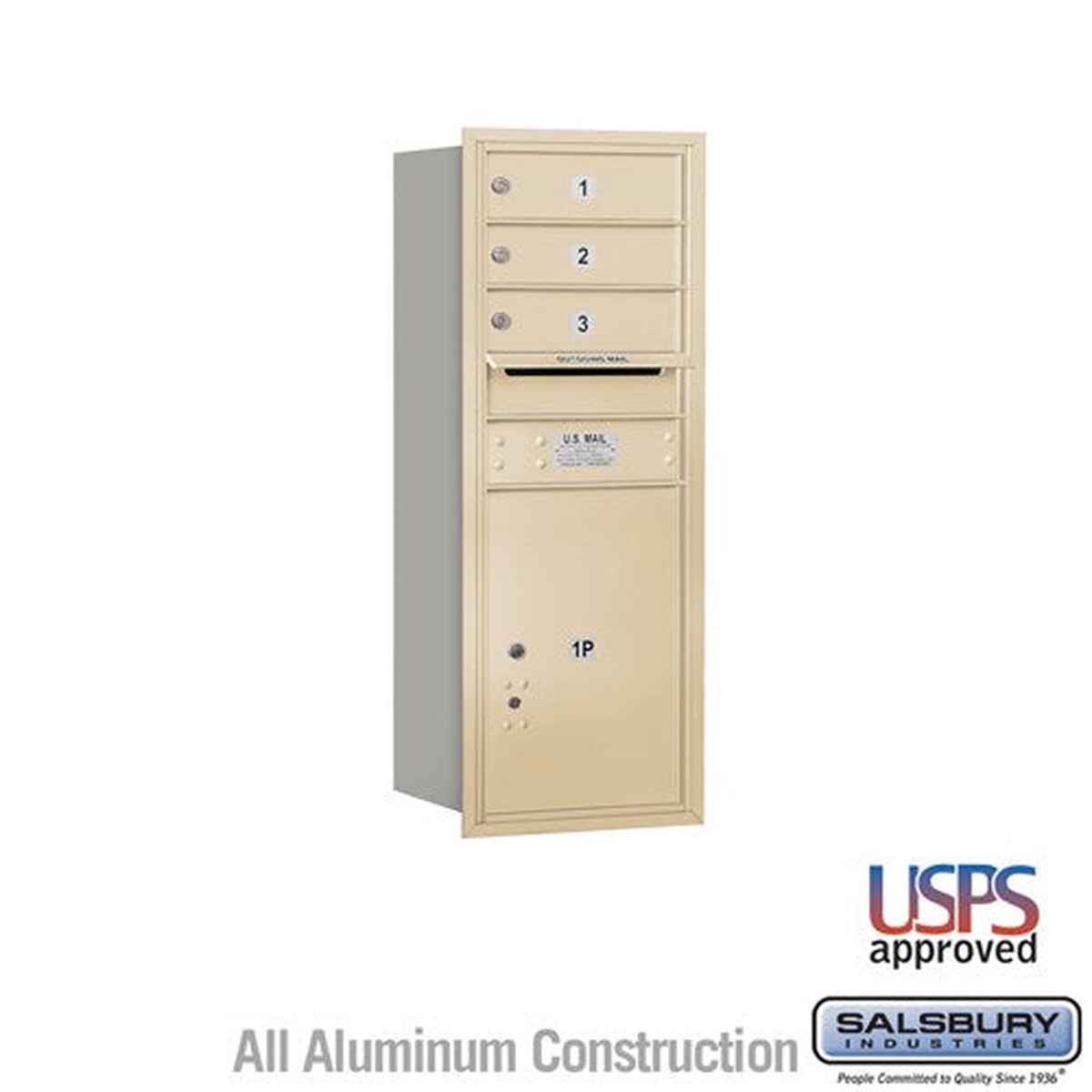 10 Door High Recessed Mounted 4C Horizontal Mailbox with Parcel Locker in Sandstone