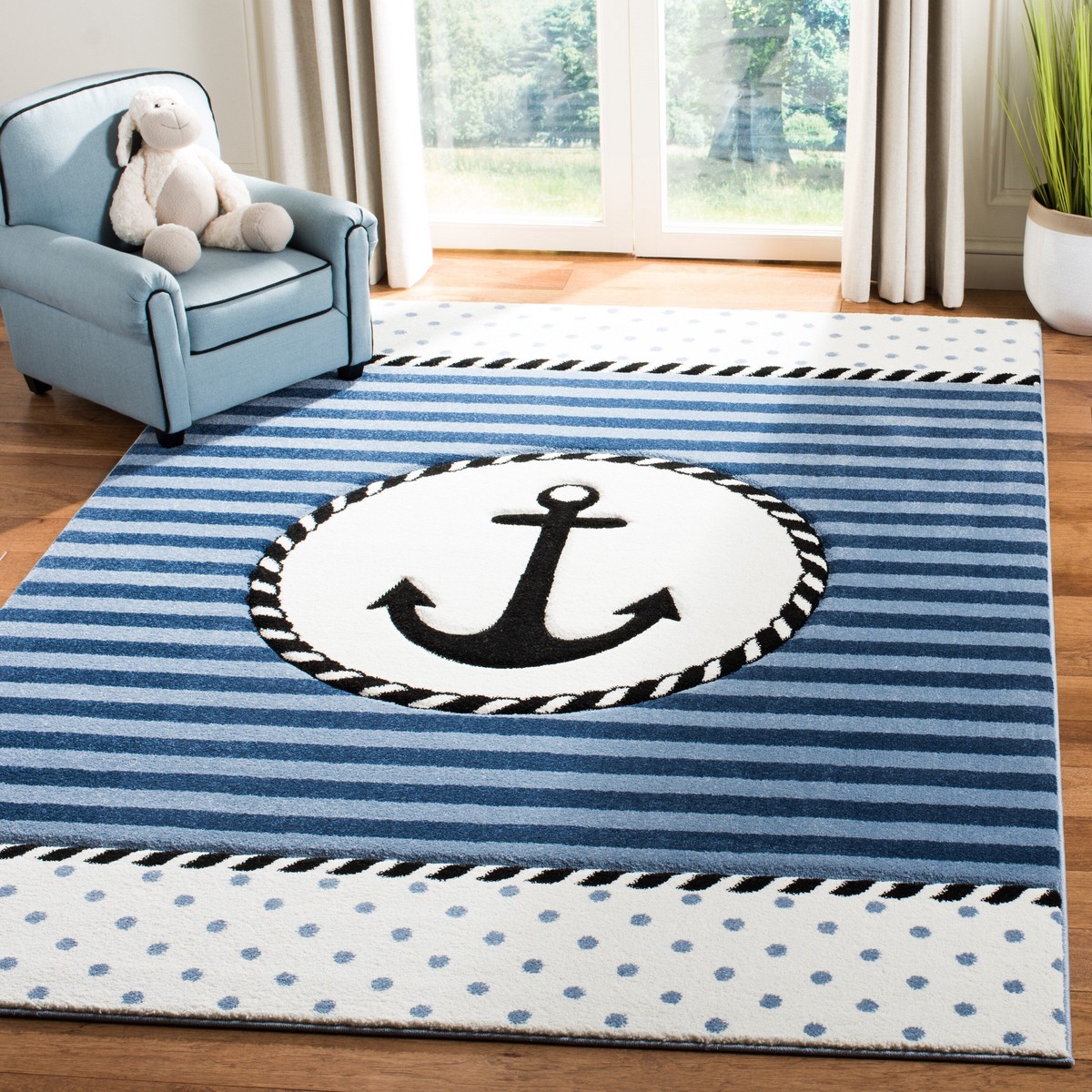 Safavieh Carousel Kids Anchor 4 x 6 Navy/Ivory Indoor Kids Area Rug