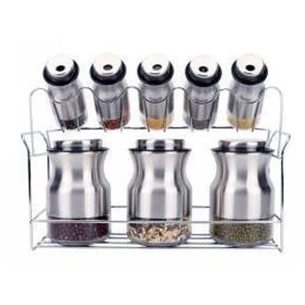 8Pcs Spice Set With Rack-Sliver