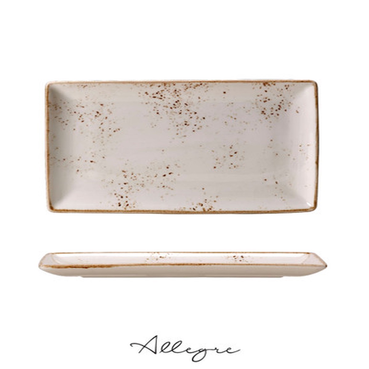 10.63in. L x 6.5in. W Rectangle Serving Plate for 2 to 3 Persons - Speckled White