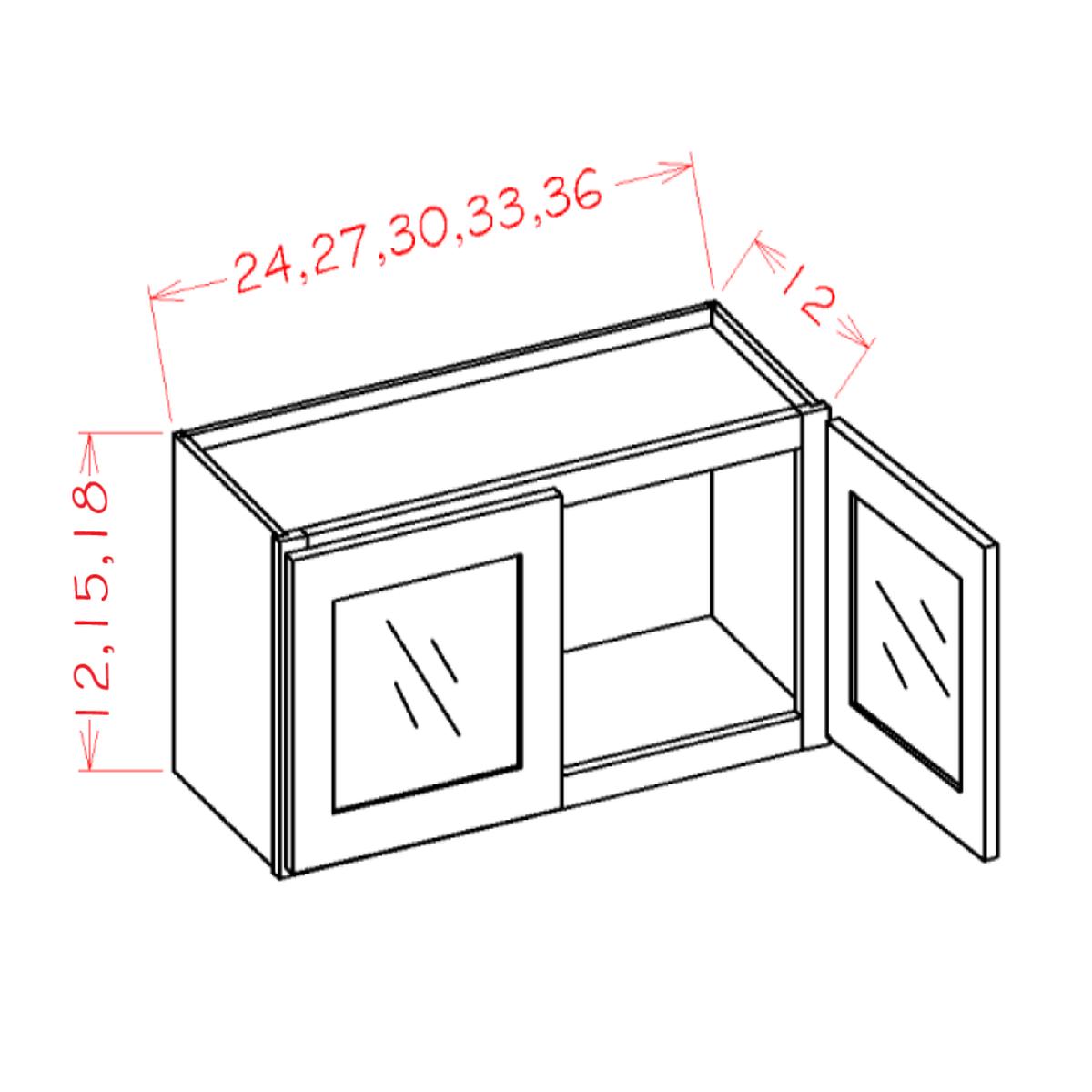 Shaker Black 30" W x 18" H Stacker Wall Glass Door Cabinet with Finished Interior Pre-Assembled - Glass not Included