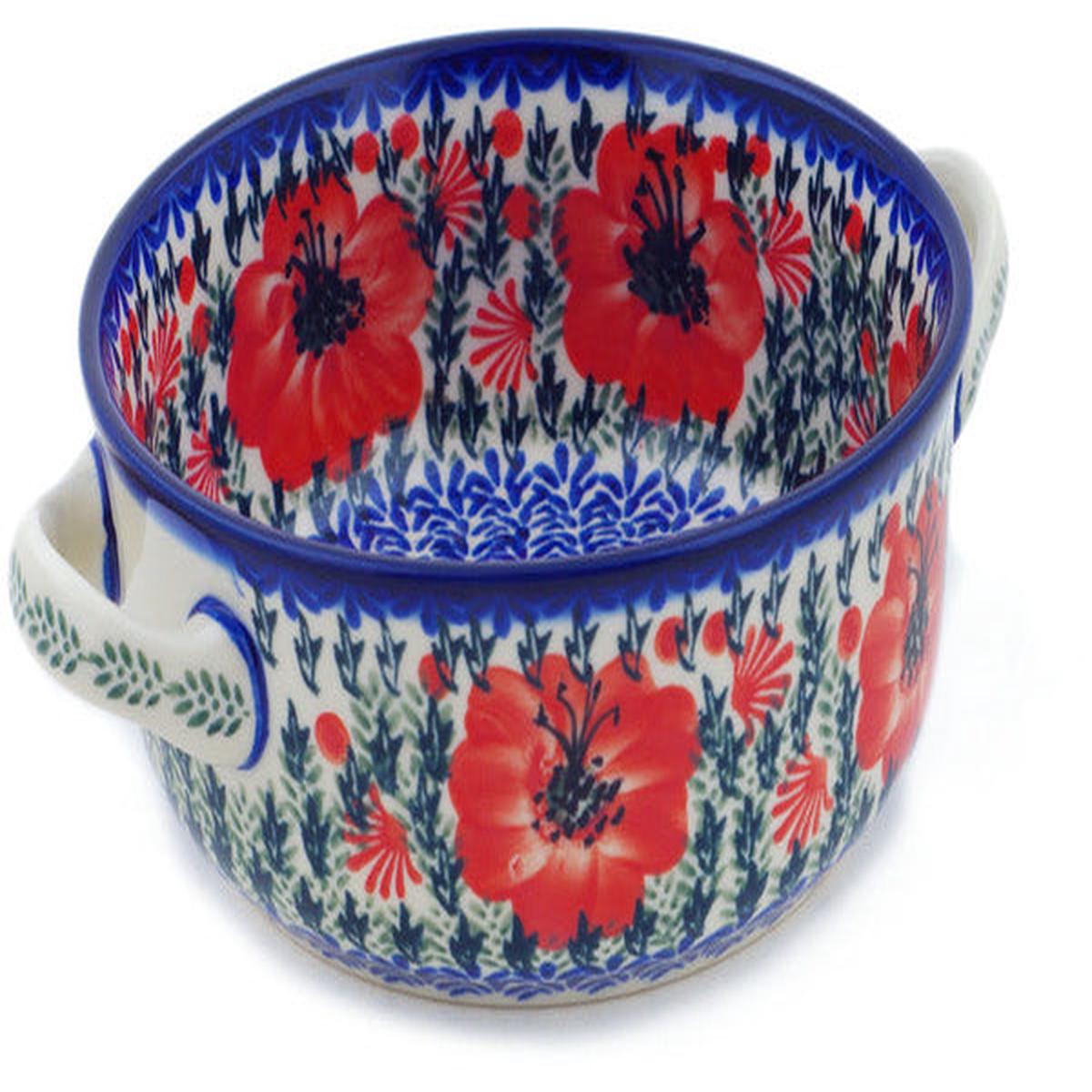 Round Baker with Handles 8" Lone Poppy Theme