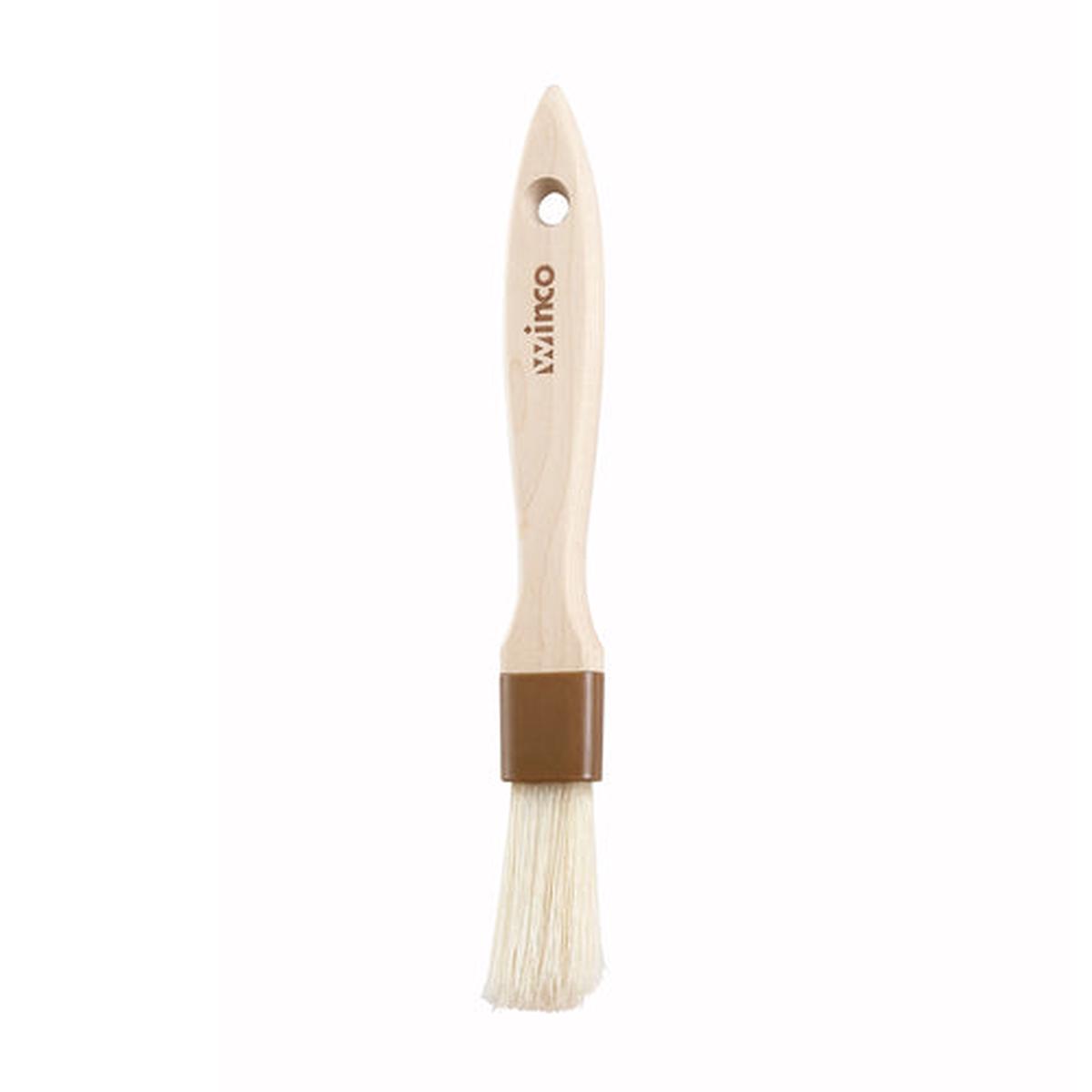 Winco WFB-10 1" Flat Pastry and Basting Brush with Boar Hair Bristles and Wooden Handle