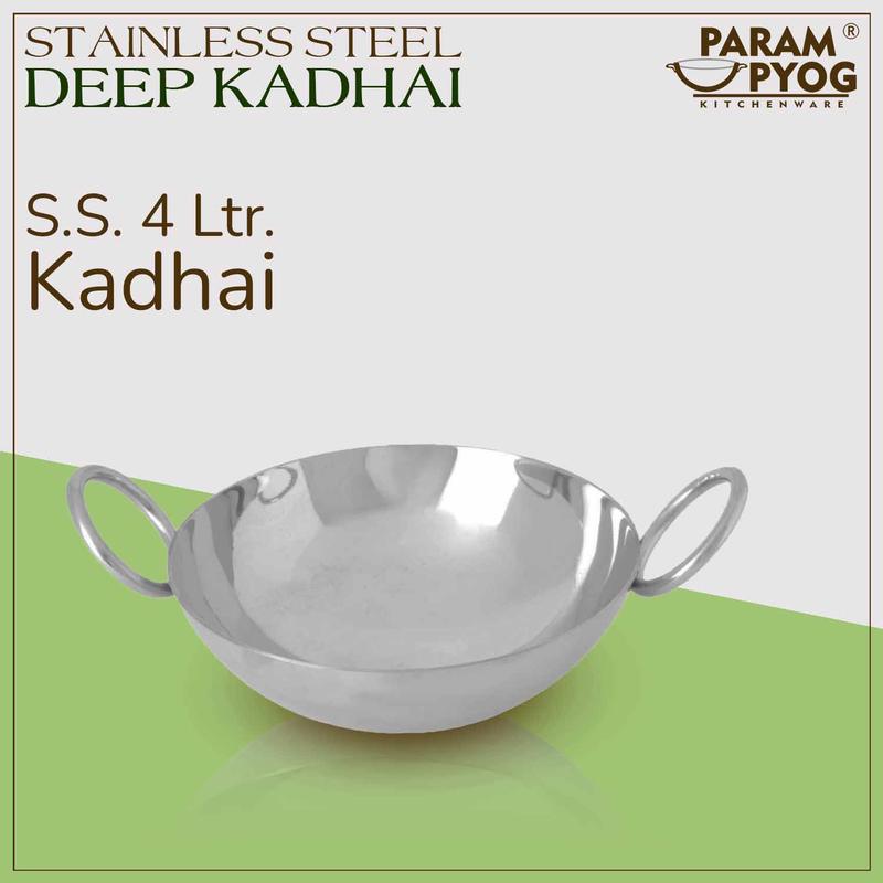 Param Upyog Stainless Steel Deep Kadhai 4 Litres - 12"