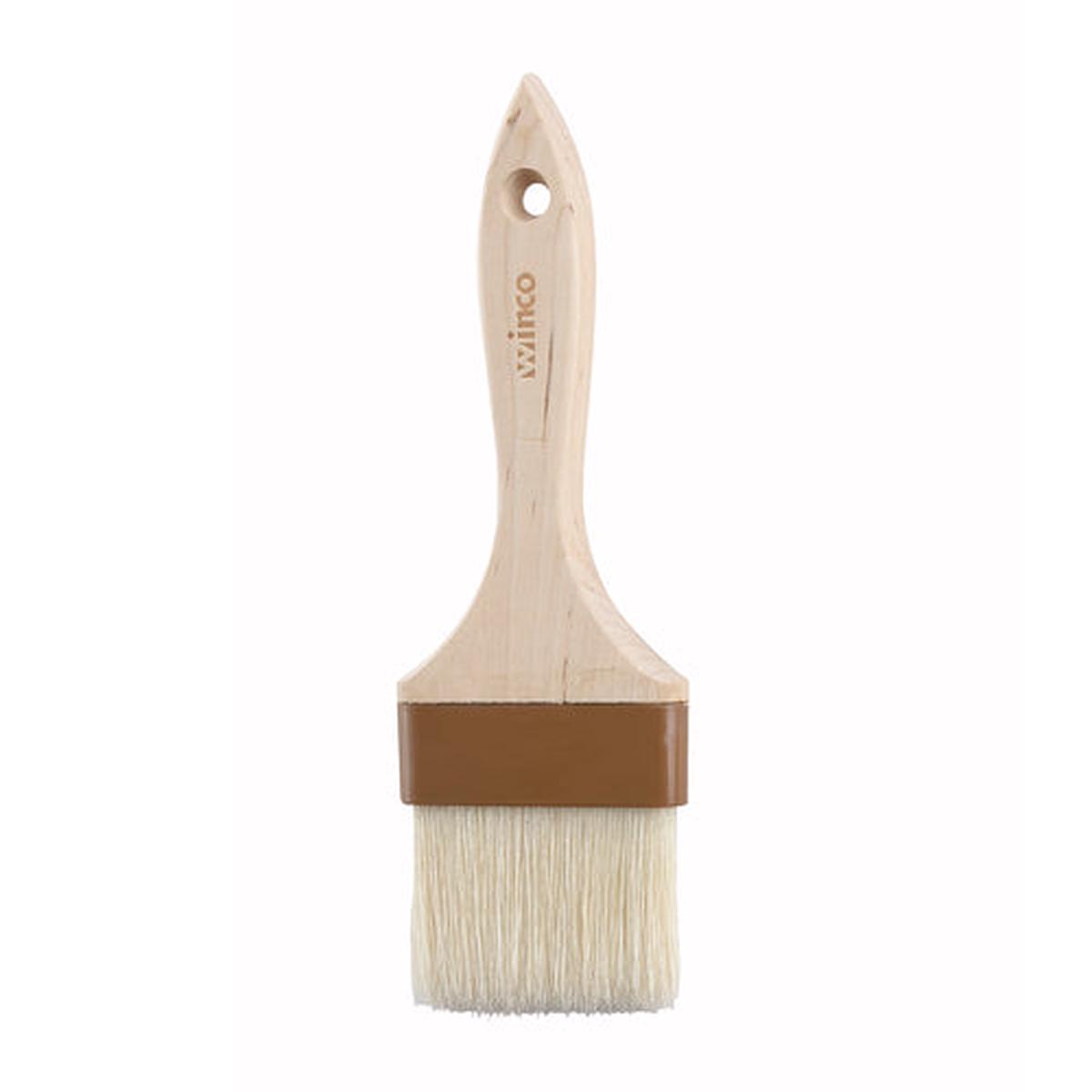 Winco WFB-30 3" Flat Pastry/Basting Brush with Natural Boar Hair Bristles and Wooden Handle