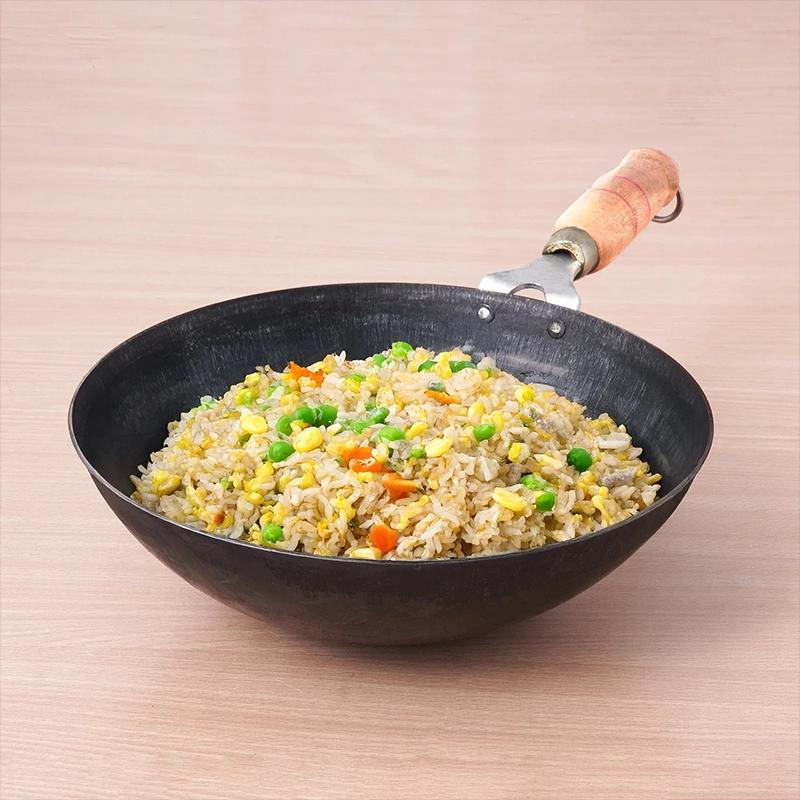 100% Pure Iron Wok 2.2/4.2L with Wooden Handle, Toxin-free Sheet Iron, Pre-seasoned 1/1.5kg