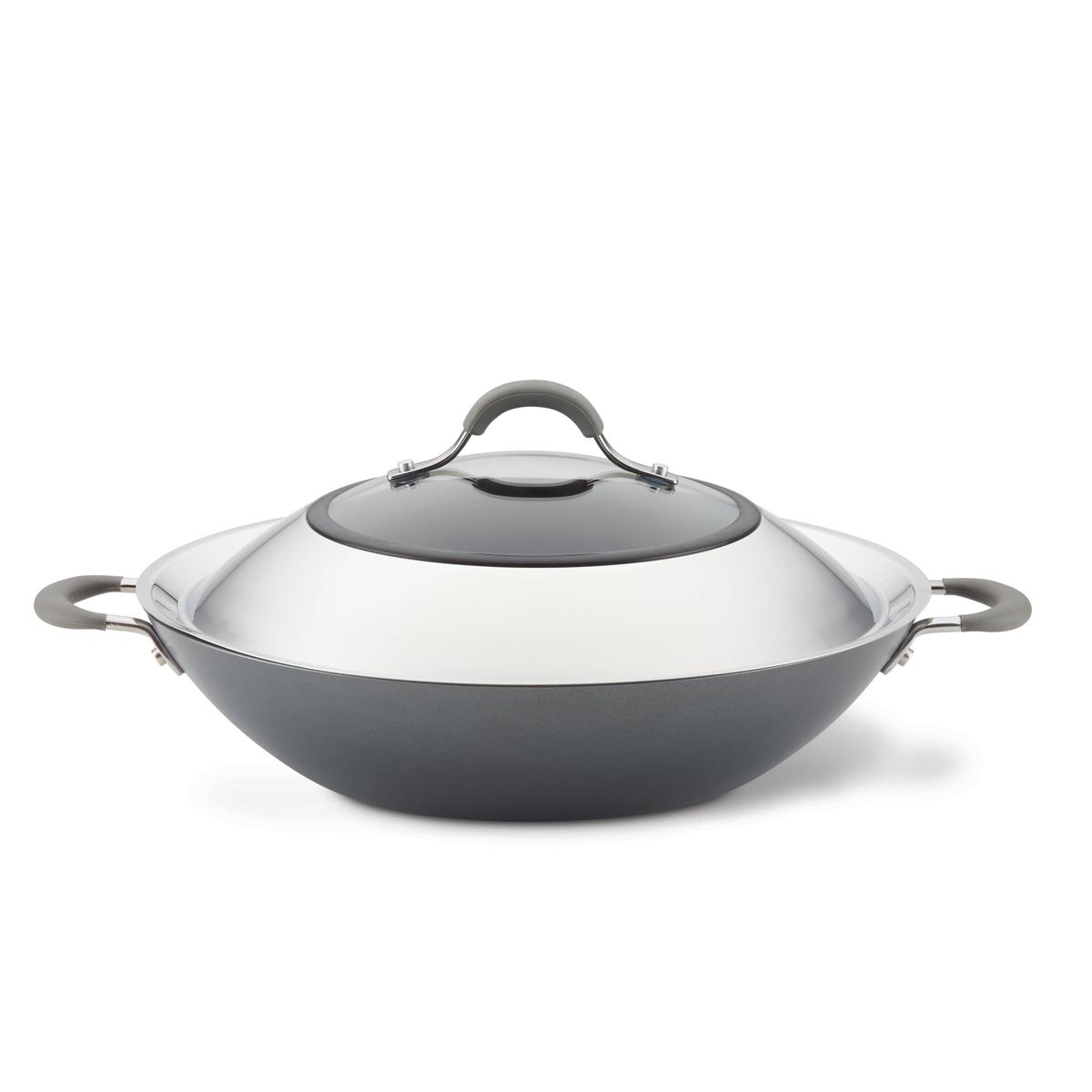 14-Inch Wok Nonstick with Lid Stainless Steel