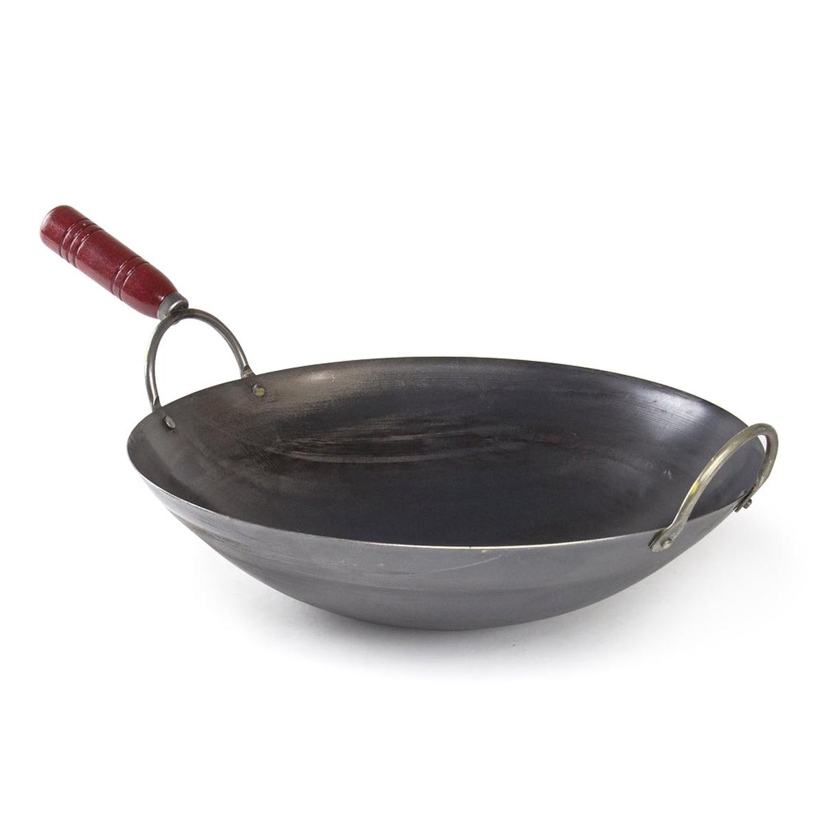 14 Wood Handle Casting Iron Wok