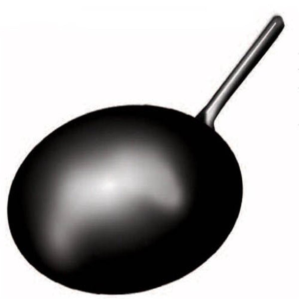 16" Carbon Steel Wok, Integrated Hdl, Black