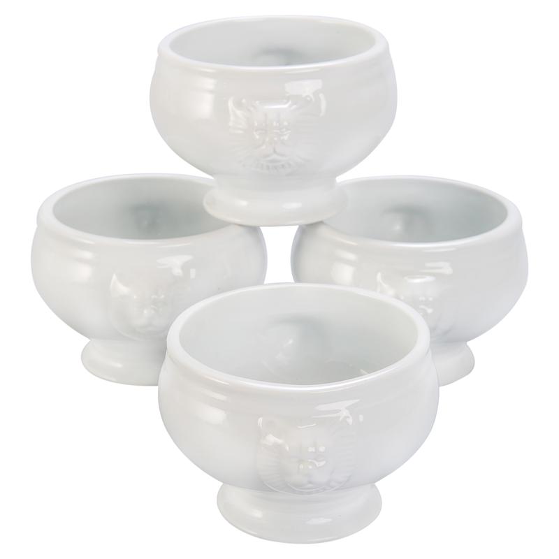 4-Piece Lion's Head Soup Bowl Set White