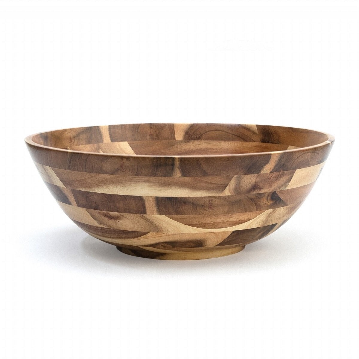 13.75" Acacia Natural Footed Round Flared Bowl