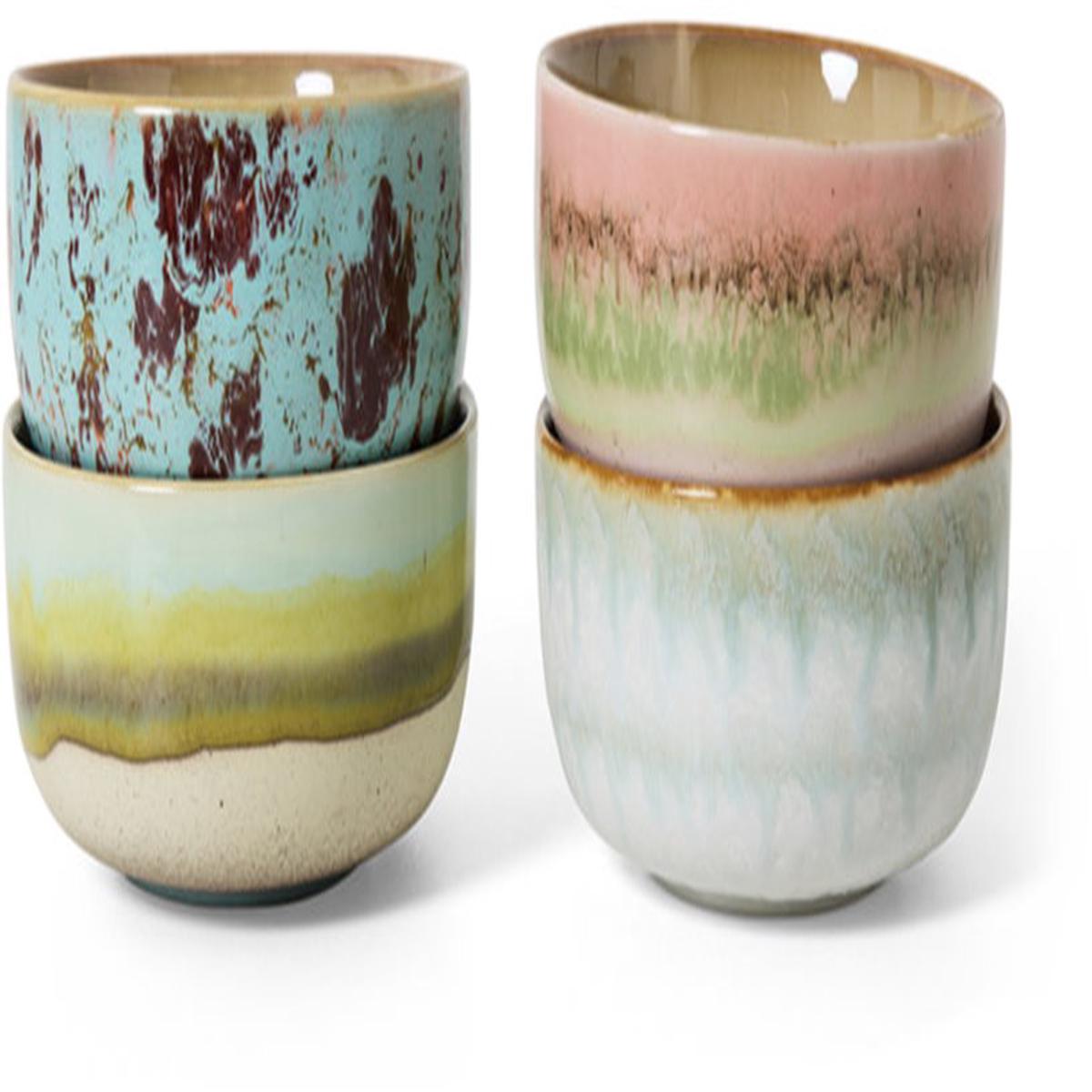 4 Ceramic dessert bowls 12. 5x12. 5x6cm 70s tableware - HKLiving