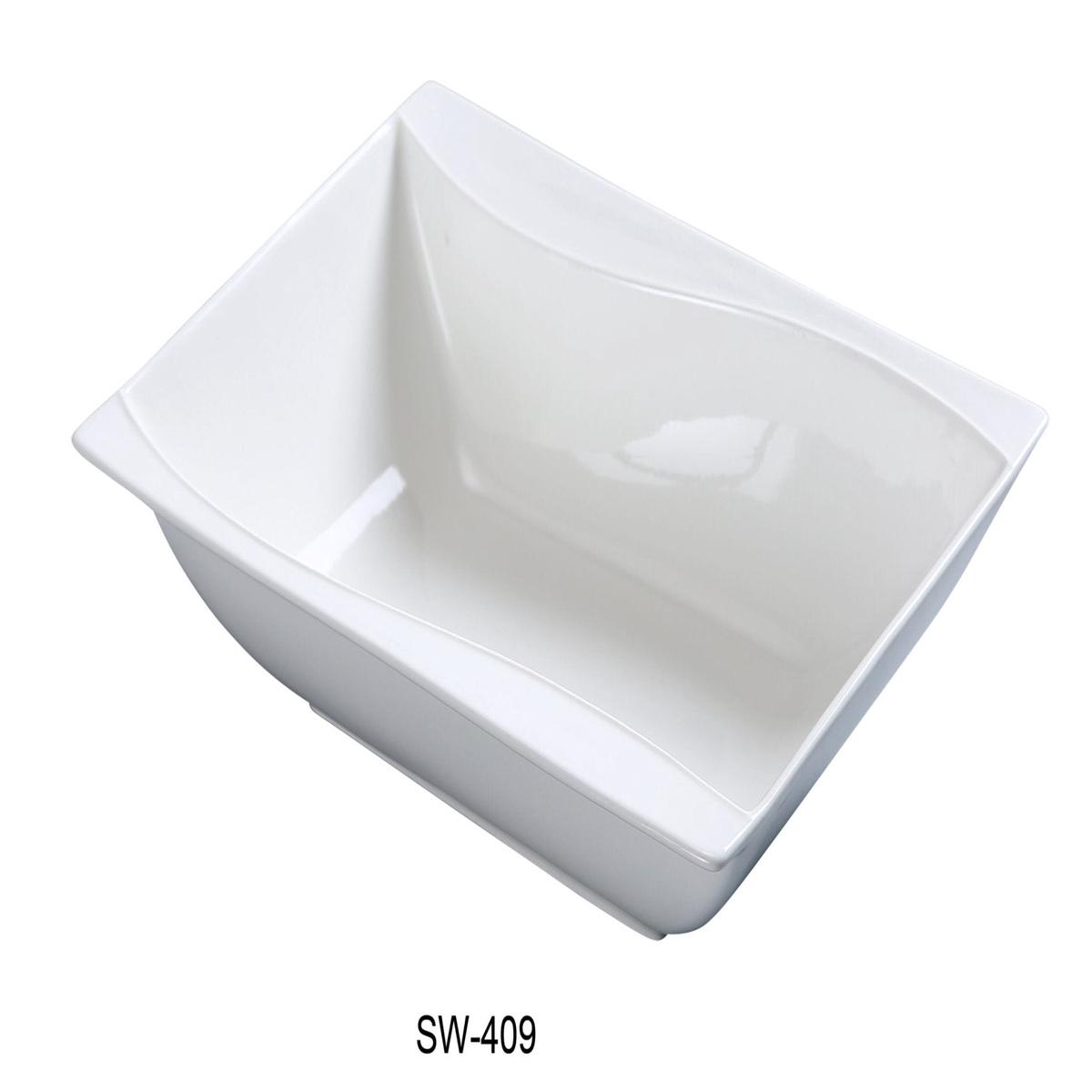 Yanco SW-409 Sea Wave Rectangular Bowl, 25 oz, 9" X 6.5", China, Bone White, Pack of 12