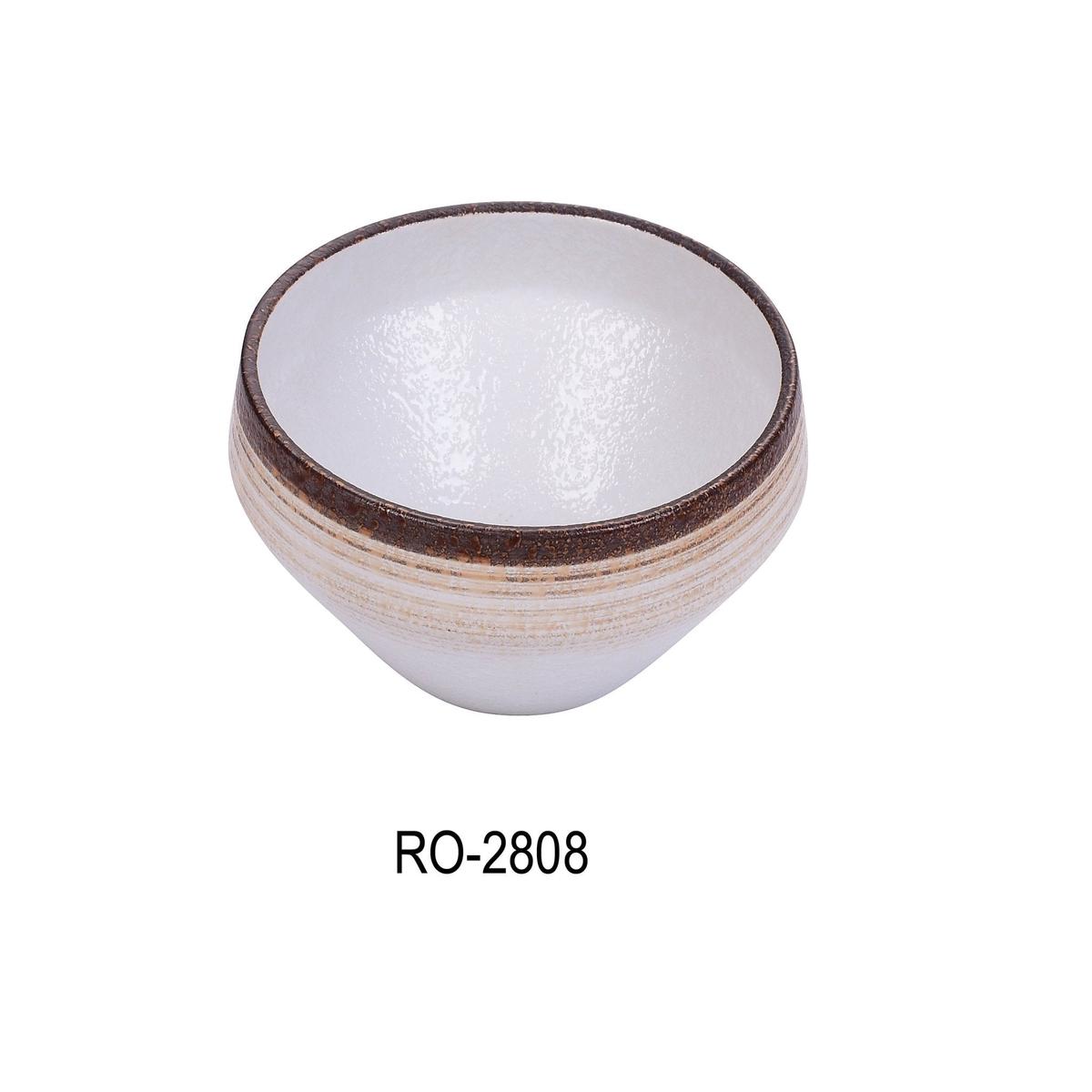 Yanco RO-2808 ROCKEYE-2 8" x 3 1/2" Fusion Bowl, 46 Oz, China, Round, White & Brown, Pack of 12