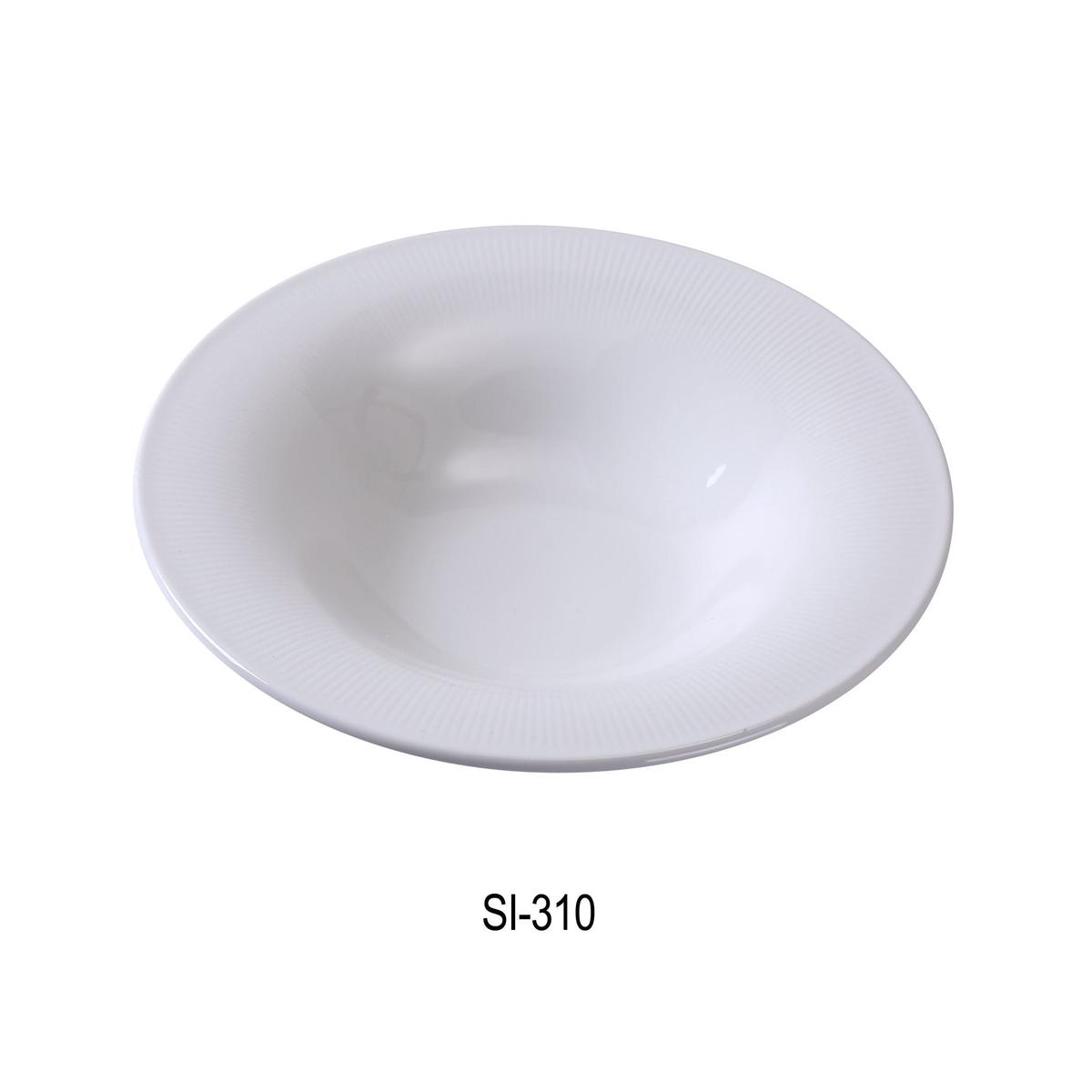 Yanco SI-310 Siena 10 1/2" x 1 3/4" Pasta/Salad Bowl, 12 Oz, China, Round, Embossed Rim, White, Pack of 12