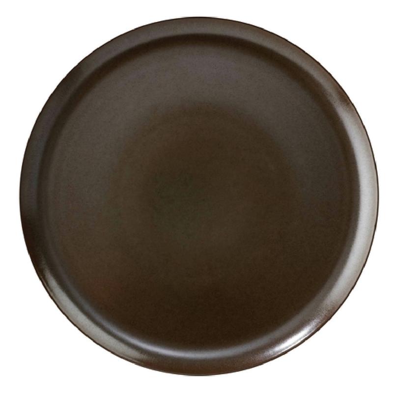 GET Enterprises PA1942712324 9 Inch Round Coupe Plate Porcelain Dark Brown Reactive Glaze