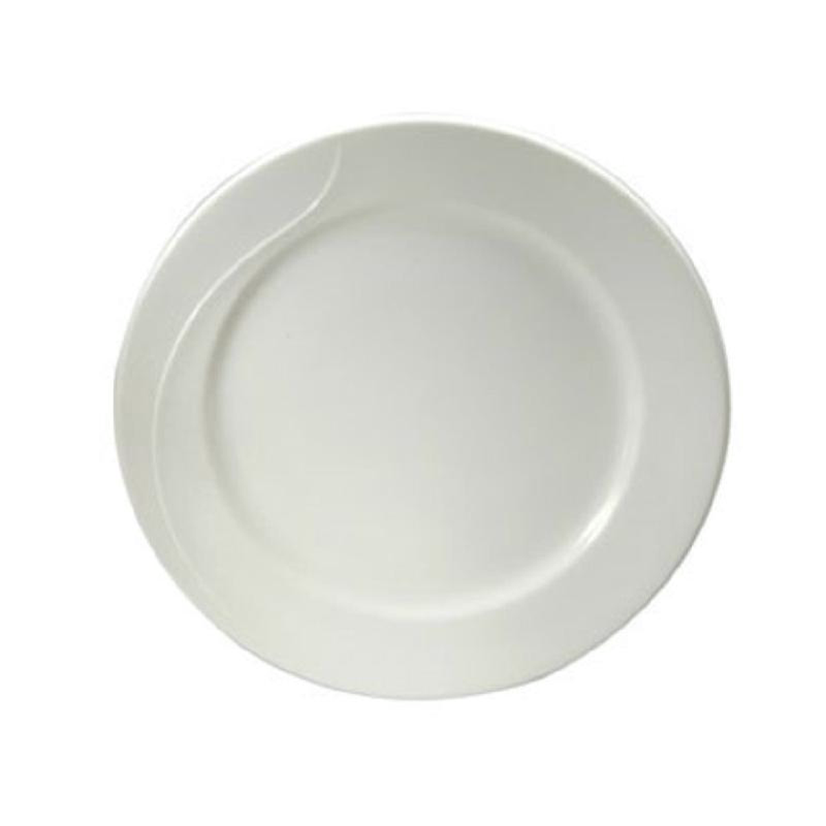 1880 Hospitality F1100000145 9-34 Inch Diameter Round Plate Bone China White Mid Rim Asymmetric Embossed Design