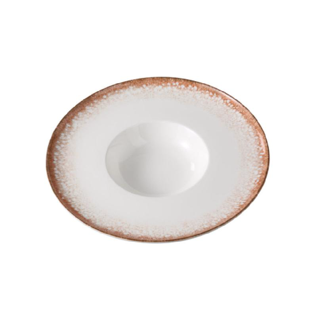 Yanco PR-611 9 Oz Round Plate White and Brown China Cafe Dining 36 Packs