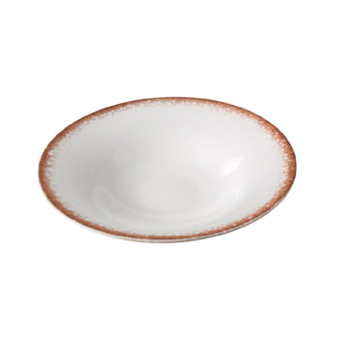 Yanco PR-412 30 Oz Porto Salad Plate 11 3/4 Inch Round China White and Brown Pack of 12