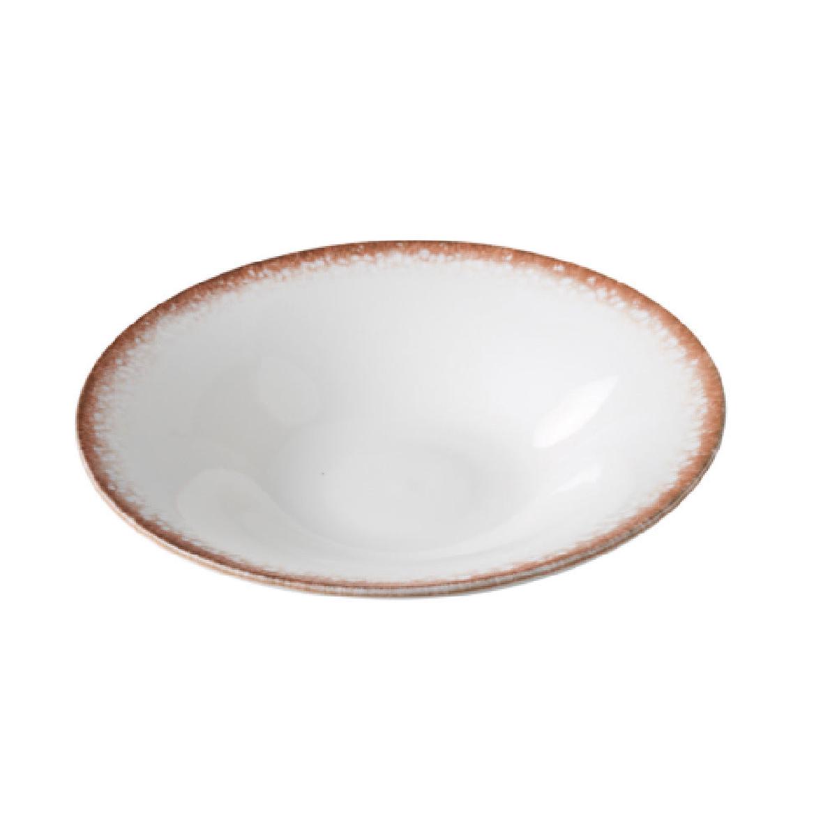 Yanco PR-410 22 Oz Porto Soup Salad Plate 10 1/4 Inch China White and Brown