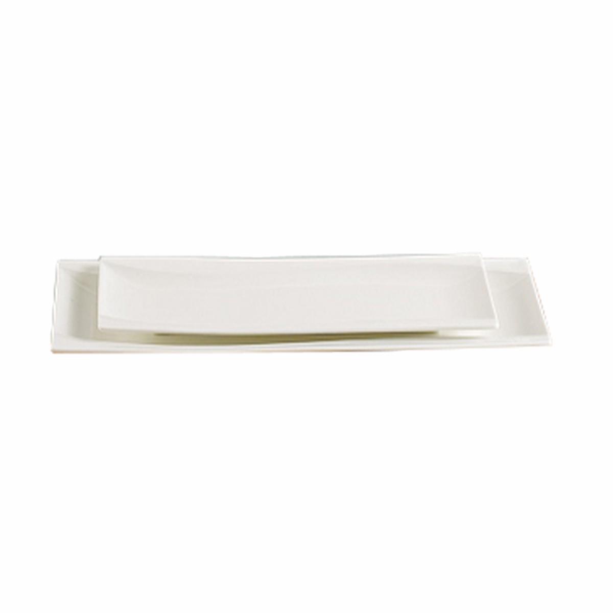 Yanco SW-212 Sea Wave Plate, 12"L x 4-5/8"W, rectangular, dishwasher, porcelain, bone white