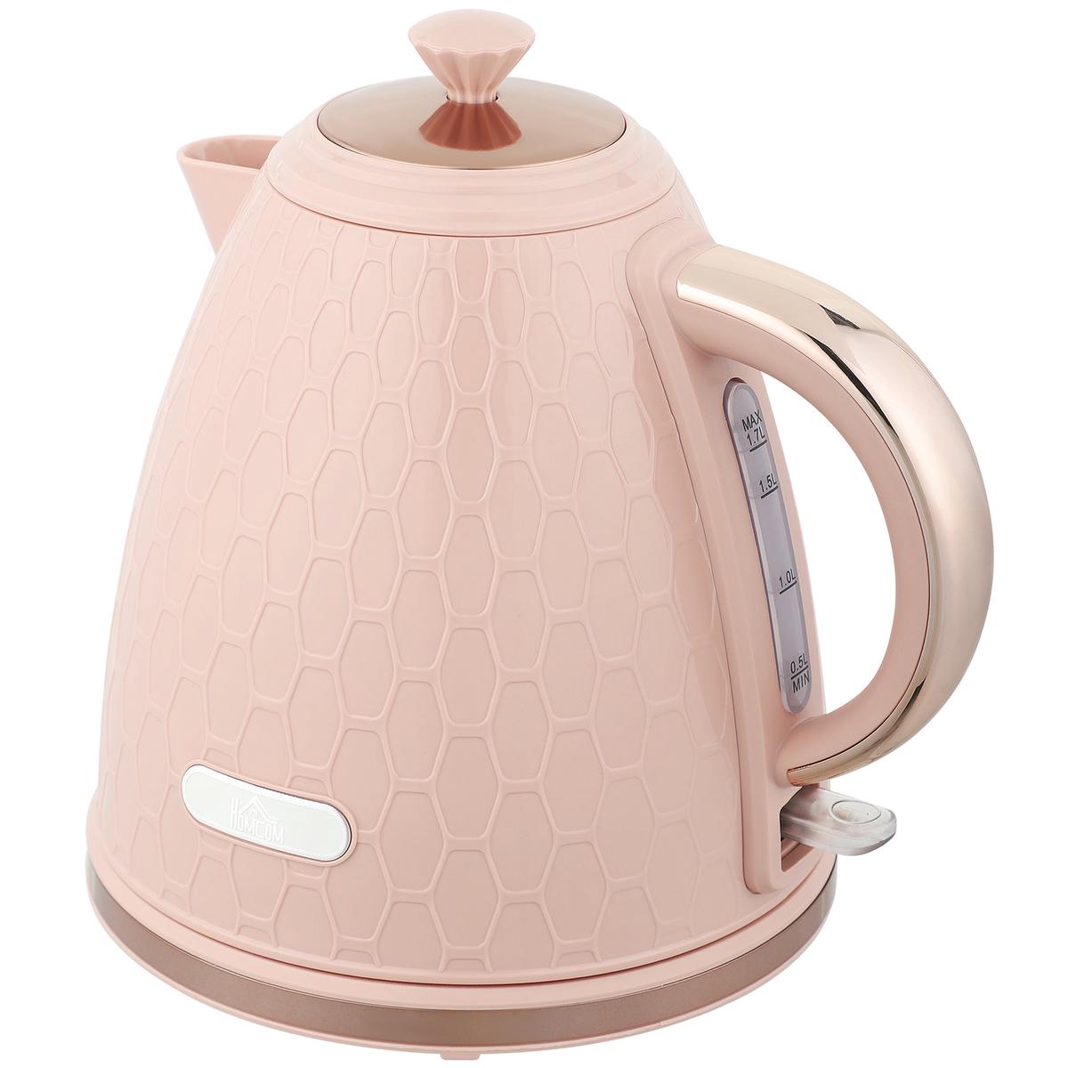 3kW Rapid Boil Electric Kettle With Honeycomb Design Ideal For Fast Brewing, Light Pink
