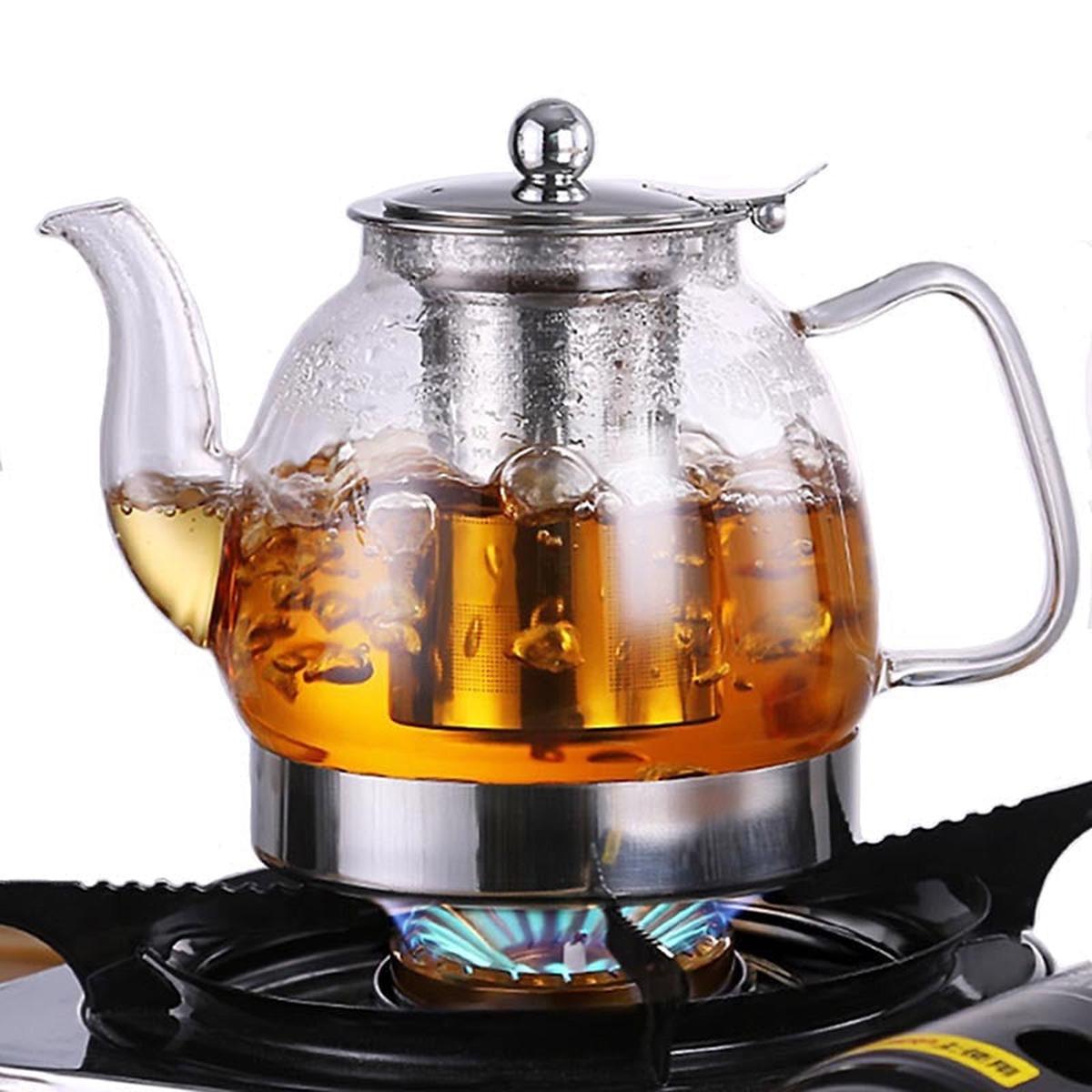 37Oz Glass Teapot Stove Induction Cooker Water Kettle With Filter
